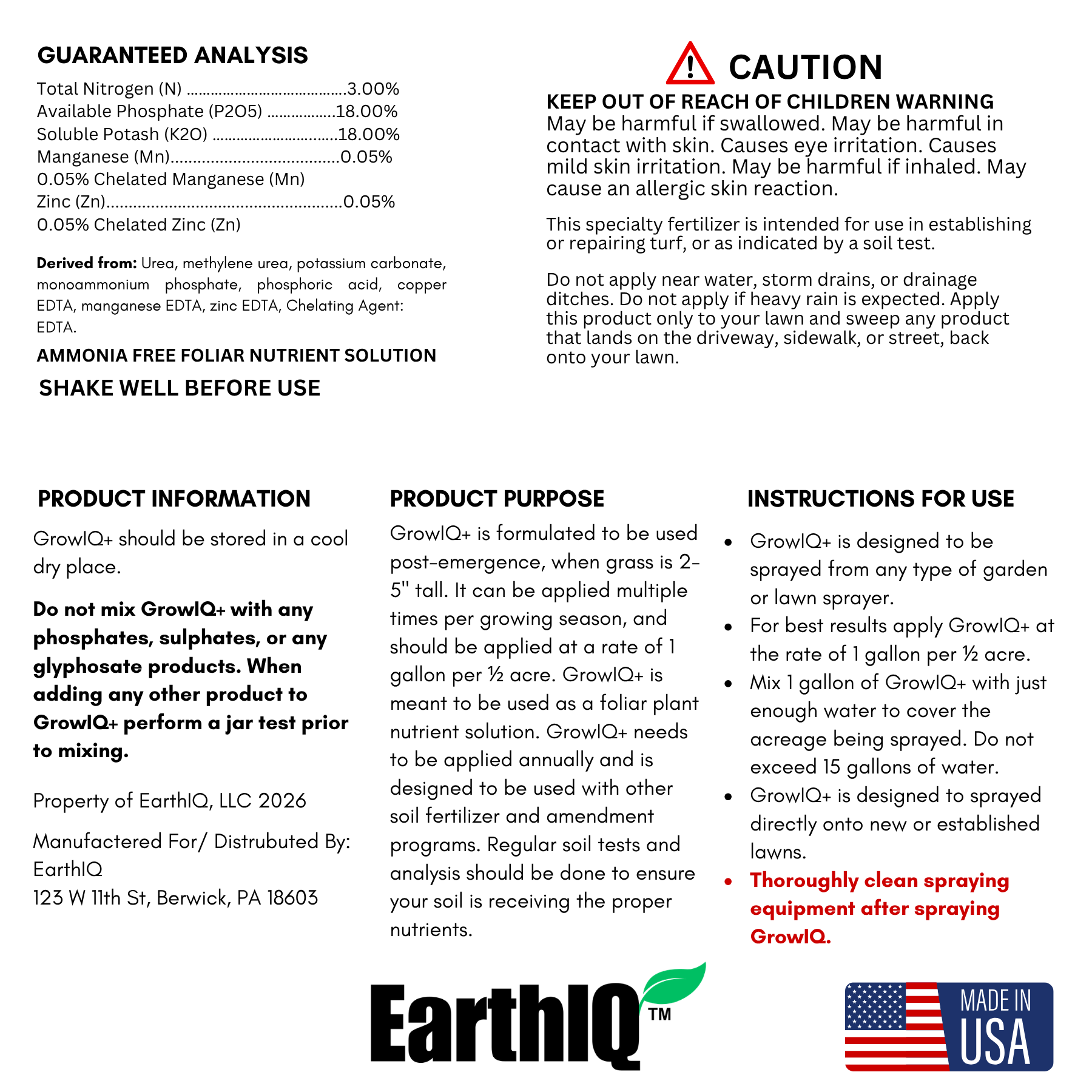 GrowIQ 3-18-18 Liquid Fertilizer
